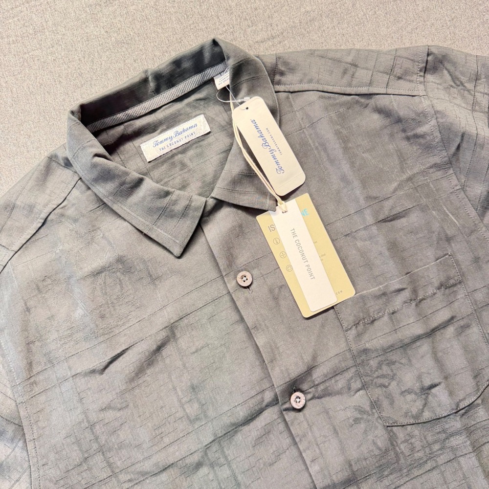 Tommy Bahama Coconut Point Palm Isle Black Camp Shirt ST326892 Mens L NEW
